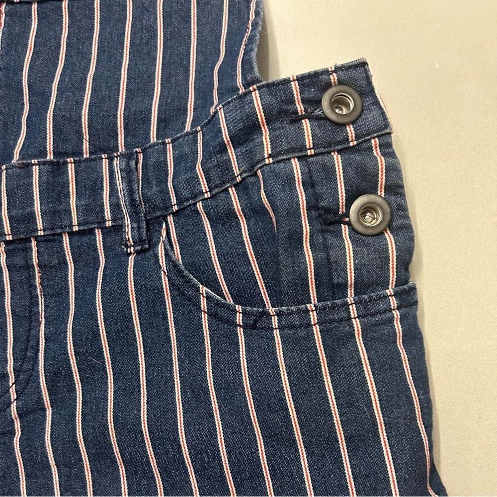 Others Follow Blue and White Striped Overalls Romper - Picture 8 of 8